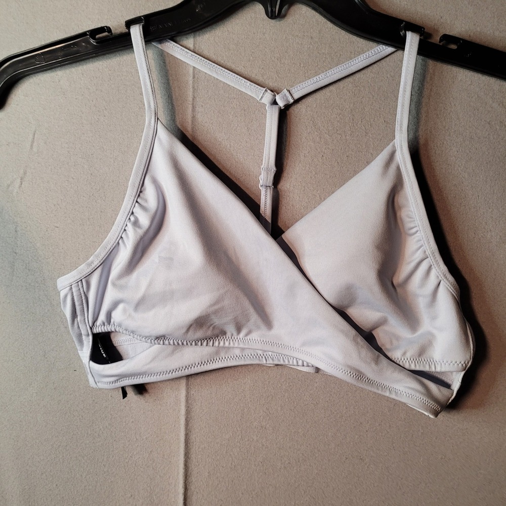 Pink Active Victoria's Secret Lavender Wrap Sports Bra Racerback Logo Hem Medium